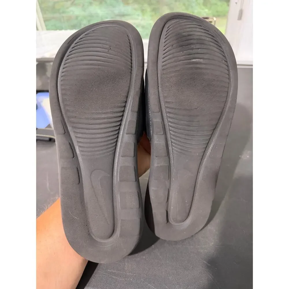 Nike Victori One Slide Mens 9 Black Metallic Gold Comfort Sandal CN9677-001